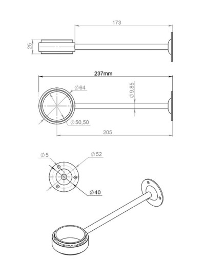 Крепление бокове трубы 50 хром Z-183 G2  - 1 2