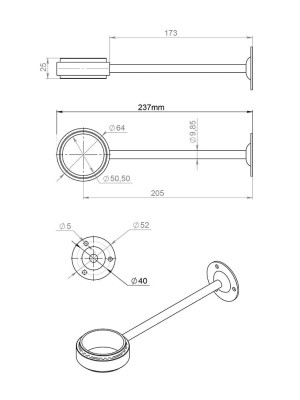 Крепление бокове трубы 50 хром Z-183 G2  - 2