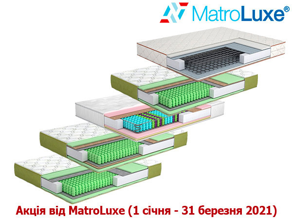 Знижки: Пружинні матраци Matroluxe до 30% (січень — березень 2021)
